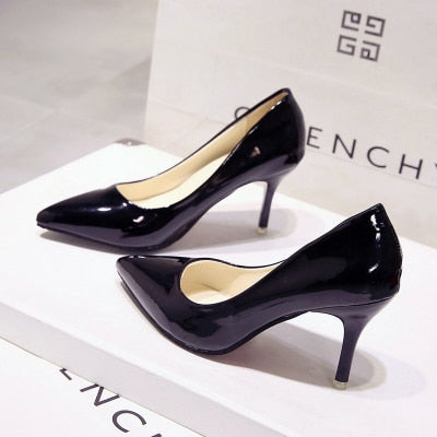 Pointed Toe Patent Leather Pumps