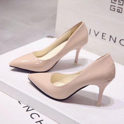 Pointed Toe Patent Leather Pumps