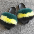 Hot Fur Slippers Women Fox Home Fluffy Sliders