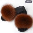 Hot Fur Slippers Women Fox Home Fluffy Sliders