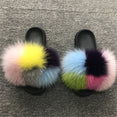 Hot Fur Slippers Women Fox Home Fluffy Sliders