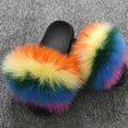 Hot Fur Slippers Women Fox Home Fluffy Sliders