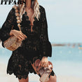 Women Sheer Lace Bikini Cover Dress Top