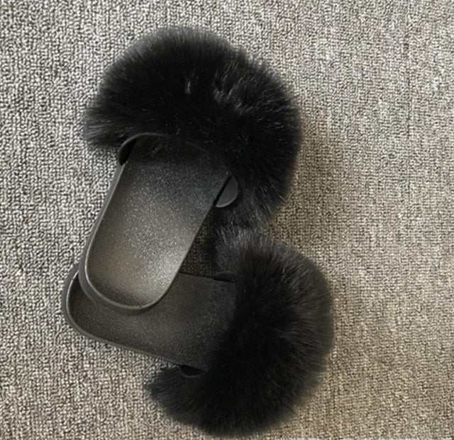 Cute Plush Fox Hair Fluffy Slippers