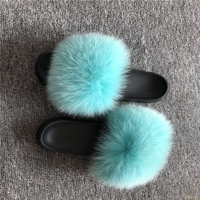 Cute Plush Fox Hair Fluffy Slippers