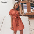 Simplee Vintage button women dress