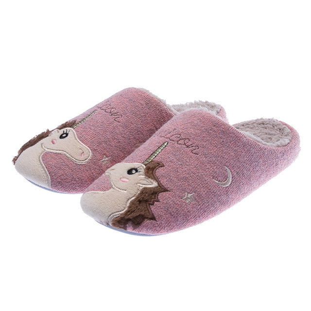 Indoor Warm Women Cute Animal Fox Unicorn Slippers