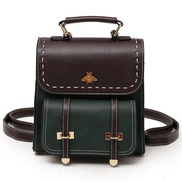 Vintage Pu Leather Women Backpack