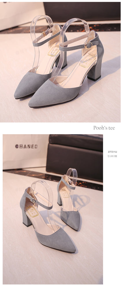 Flock pointed sandals sexy high heels