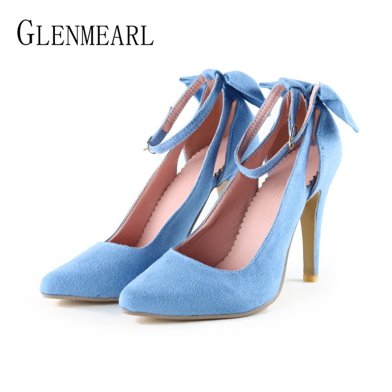 Pointed Toe Buckle Strap Butterfly Pump