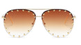 Ladies Metal Rivet Pilot Sunglasses