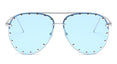 Ladies Metal Rivet Pilot Sunglasses