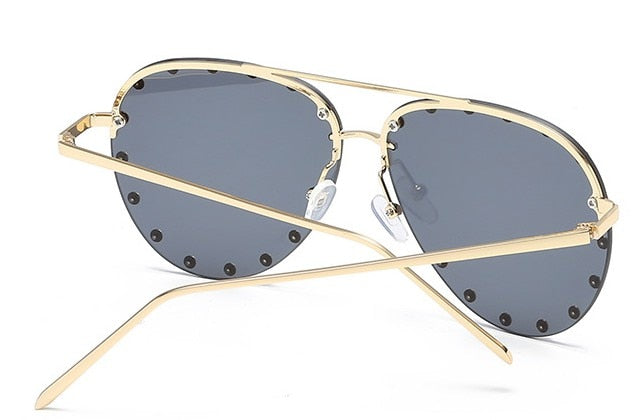 Ladies Metal Rivet Pilot Sunglasses