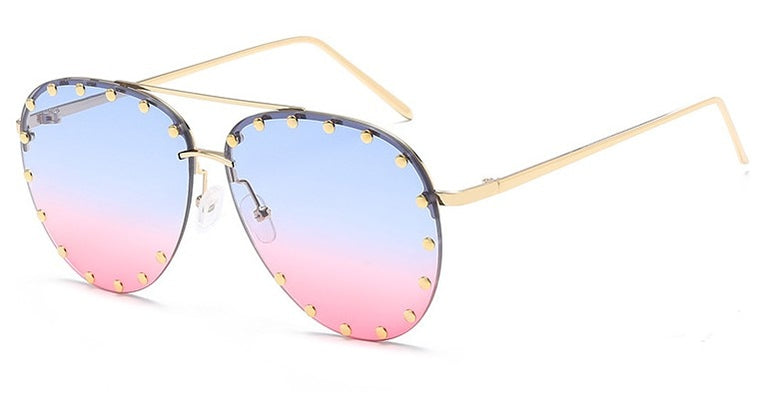 Ladies Metal Rivet Pilot Sunglasses