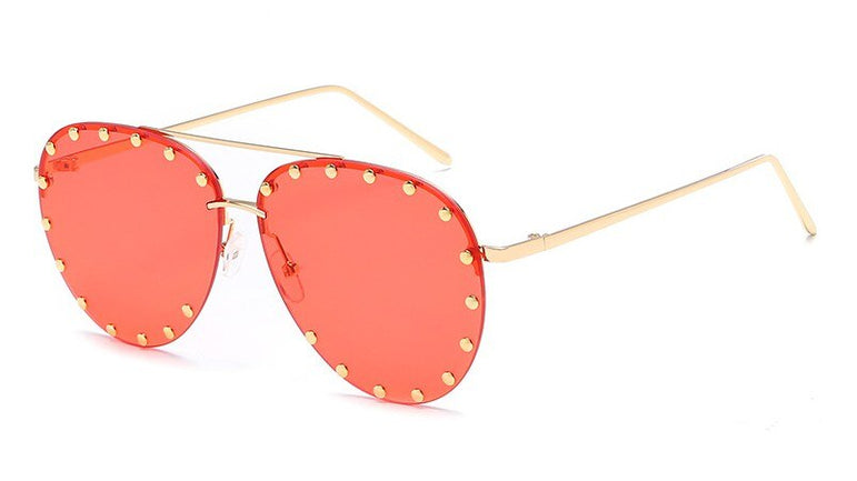 Ladies Metal Rivet Pilot Sunglasses