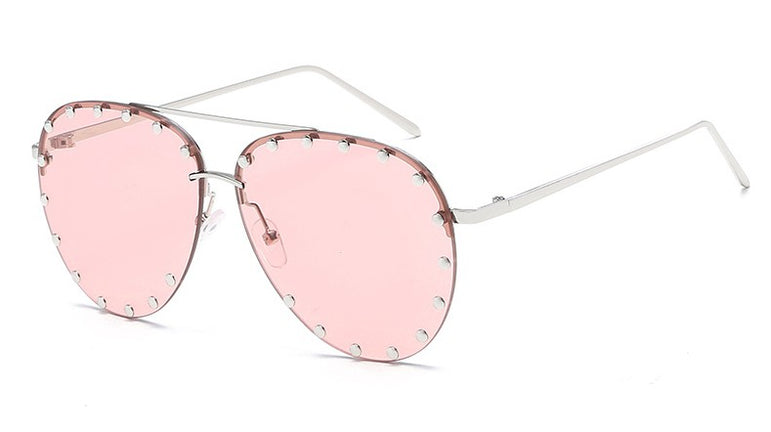 Ladies Metal Rivet Pilot Sunglasses