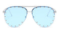 Ladies Metal Rivet Pilot Sunglasses