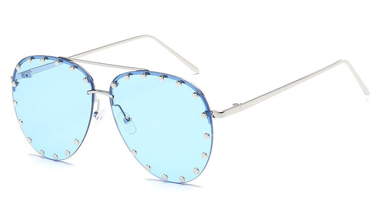 Ladies Metal Rivet Pilot Sunglasses