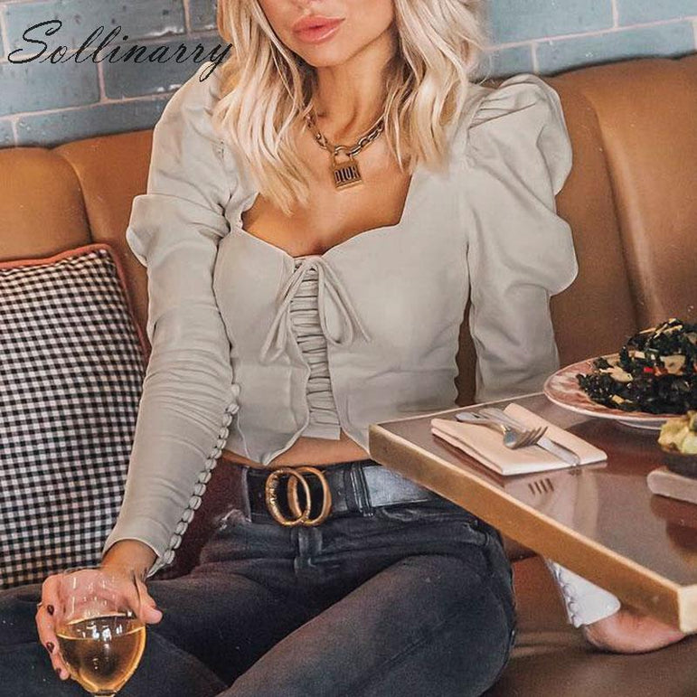 Lace Up High Fashion Blouses Women