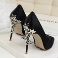 Metal Carved Sexy Pointed Toe Ladies Shoes