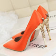 Metal Carved Sexy Pointed Toe Ladies Shoes