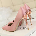 Metal Carved Sexy Pointed Toe Ladies Shoes