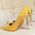 Metal Carved Sexy Pointed Toe Ladies Shoes