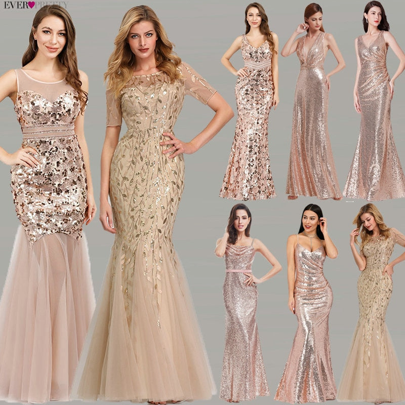 Sequined Evening Dresses V-Neck Elegant