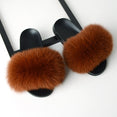 Flat Genuine Fox Fur Slippers