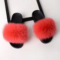 Flat Genuine Fox Fur Slippers