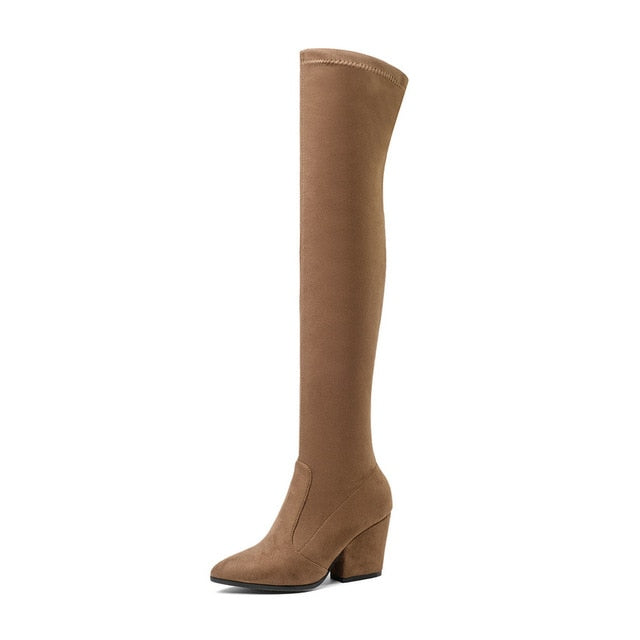 Over Knee High Elastic Fabric Women Boots