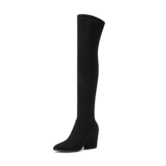 Over Knee High Elastic Fabric Women Boots