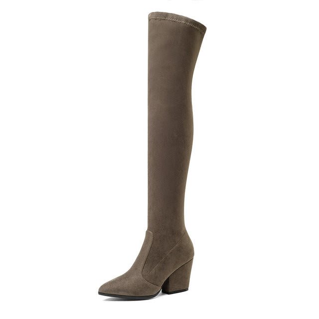 Over Knee High Elastic Fabric Women Boots